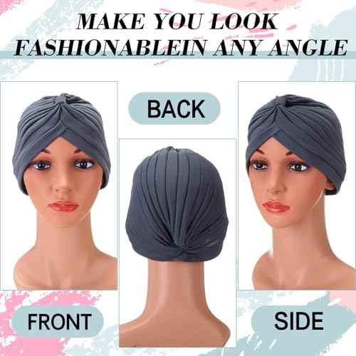 SATINIOR 16 Pieces Stretch Turbans Chemo Head Wraps Polyester Head Beanie Cover para Mujer Turbantes for Women