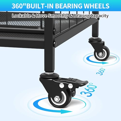 Black Sports Equipment Organizer with Ball Rack & Hooks - Garage Storage Cart