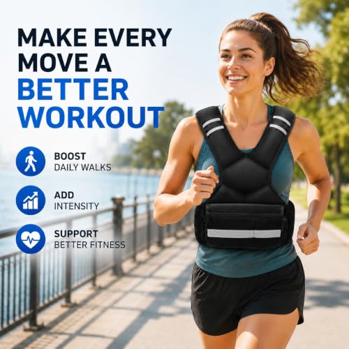 4-10 lb Adjustable Weighted Vest for Women and Men - Black, Removable Iron Sand Weights