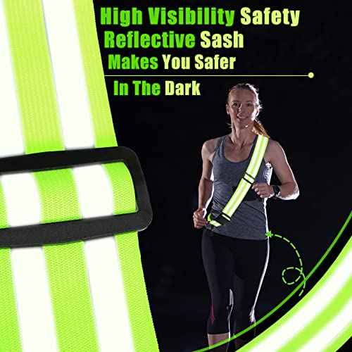 Saintrygo Reflective Sash Running Gear High Visibility Safety Reflective Jacket Adjustable Sash for Walking Cycling at Night