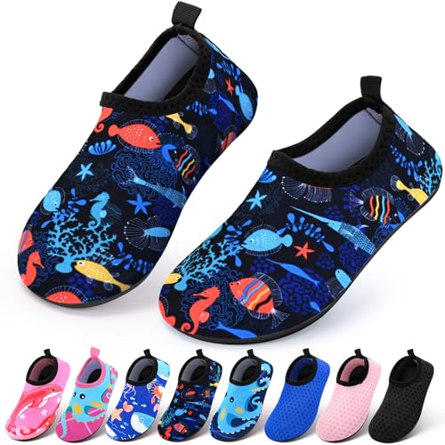 Kids Water Shoes - Toddler Boys Girls Nonslip Quick Dry Beach Shoes 12-12.5 Ocean-Black