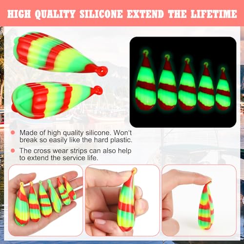 Lenwen 6 Pcs Fluorescent Fishing Practice Casting Plugs Assorted Sizes