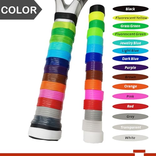15 Pcs Silicone Tennis Racket Grip Bands Assorted Colors - Elastic Overgrip