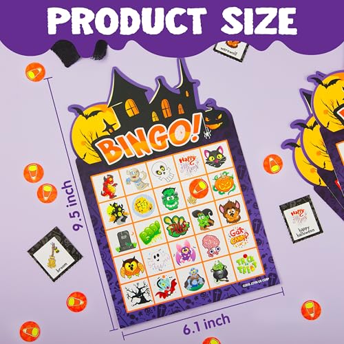 Halloween Bingo Game - Castle Variation, 32 Kids Bingo Cards for Large Groups & Parties