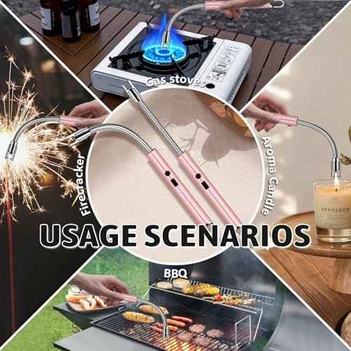 2 PCS Electric Lighter, Candle Lighter Arc Windproof Flame-Less with 360¡Æ Flexible Neck & LED Power Display, Type-C Rechargeable for BBQ, Grill, Camping, Fireplace, Stove