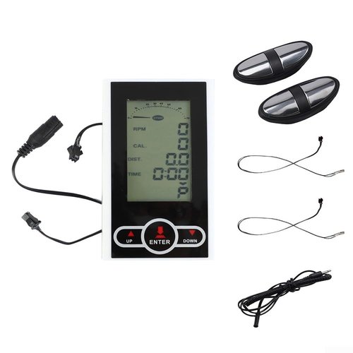 Exercise Bike Monitor, Exercise Bike Computer Indoor Monitor, Stationary Bicycle Monitor Speedometer with Heart Rate Sensor Measures Distance, Time, Speed, Calories