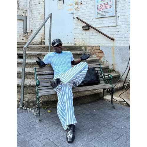 Aelfric Eden Baggy Wide Leg Sweatpants for Women Striped Sweat Pants Elastic Waist Lantern Trouser