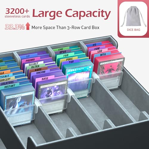 4-Row Trading Card Storage Box 3200+ Cards with Dividers - Red & White