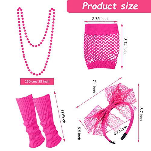 Women 80s Costume Set - Rose Red Splash Printed Outfit - Large