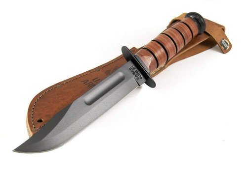 Ka-Bar 1220 US Army Straight Edge Fighting/Utility Knife with Leather Sheath , Beige, 7" Blade