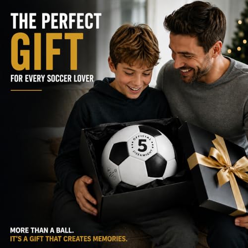 Soccer Ball Set - 2 Size 5 Official Match Balls with Pump & Bags - Black & White