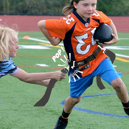 Black 10 Man Flag Football Belt Set - Adjustable, One Size Fits All