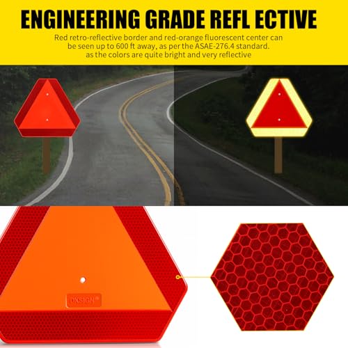 Plastic DOT Slow Moving Vehicle Sign 14x16 Inch Reflective Safety Triangle