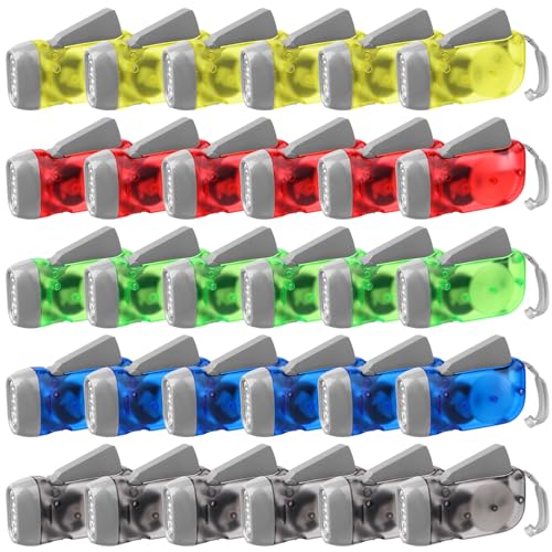30 Pcs Hand Crank Flashlight Set Multi-Color Portable Emergency LED Torch