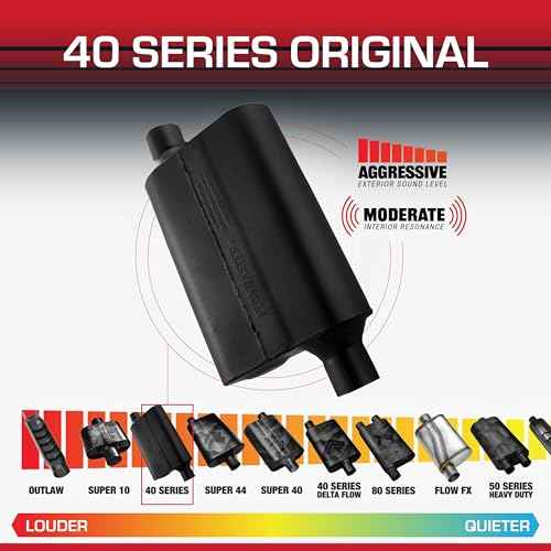 Flowmaster 40 Series Original Chambered Muffler ? 2.25¡± Offset In / 2.25¡± Offset Out ? Aggressive Sound ? 16-Gauge Aluminized Steel ? For Muscle Cars, Street Rods, Trucks & SUVs (42443)
