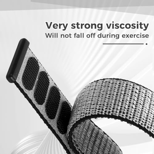 Nylon Watch Band Compatible with Samsung Galaxy Fit 3 - Black & Grey Adjustable Sport Strap