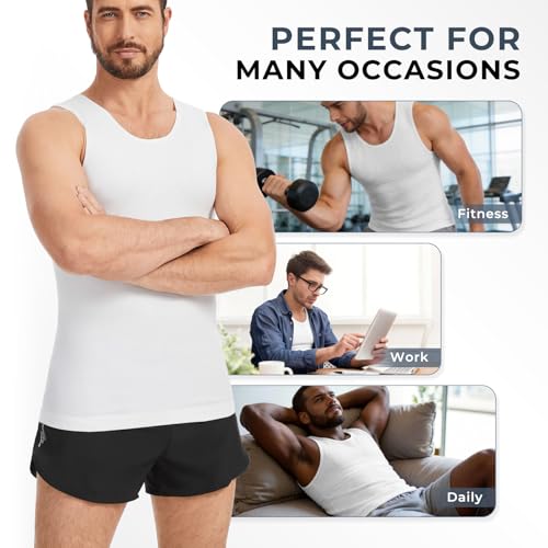 Men's Sleeveless Compression Shirt Body Shaper Vest Large Black & White Slimming Tank Top