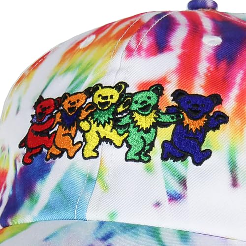 Bioworld Grateful Dead Embroidered Dancing Bears Tie-Dye Adjustable Snapback Adult Dad Hat Cap OSFM Multicolored
