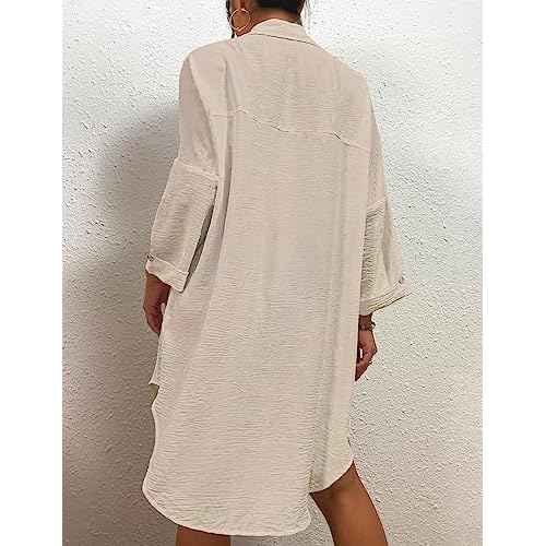 Bsubseach Womens Modern Swimsuit Cover Up Blouse Button Down Shirt Dresses Tops