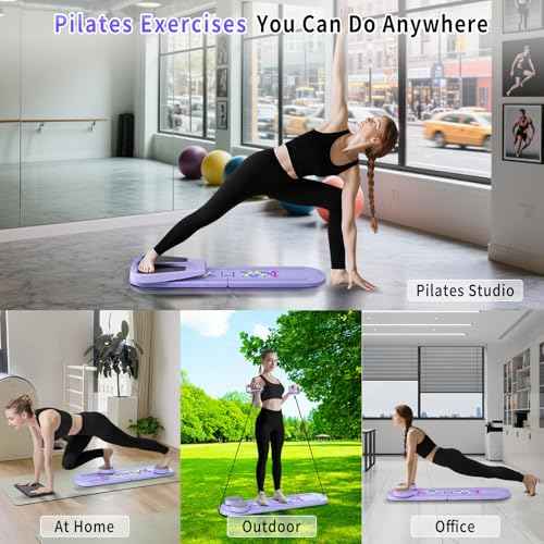 Pilates Board, Foldable Pilates Reformer Set for Home Workout with Timer, Multifunctional Portable Reformer Pilates Machine at Home Pilates Equipment