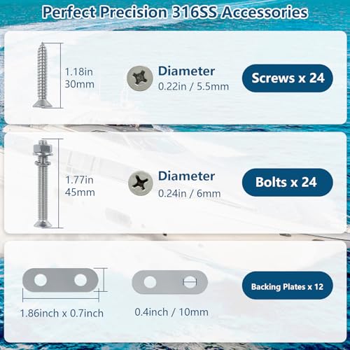 6 Inch Stainless Steel Dock Cleat 2 Pack with Backing Plate Heavy Duty Marine Hardware