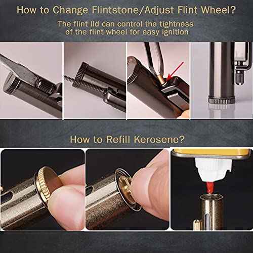 Kerosene Trench Lighter Vintage Metal Portable Refillable Lighter Bronze