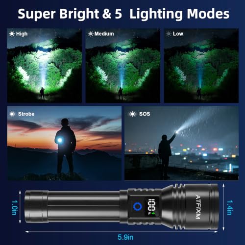 Rechargeable High Lumens Flashlight 3 Pack, Super Bright LED Tactical Torch