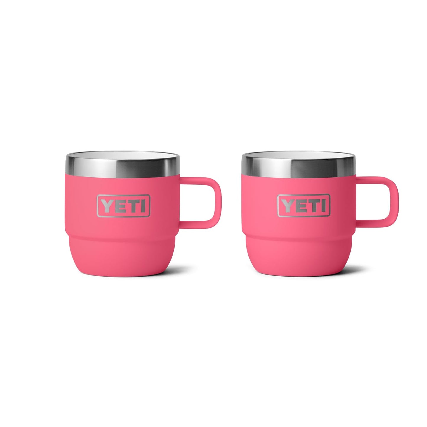 YETI Rambler 6 oz Stackable Mug, Stainless Steel, Vacuum Insulated Espresso/Coffee Mug, 2 Pack, Tropical Pink