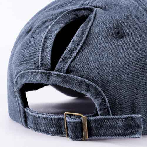 Ponytail Hats for Women - Distressed Hat with Ponytail Hole for Women Baseball Cap