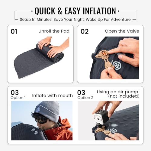 Self-Inflating Camping Mattress with High Resilience Foam 4.1 R-Value