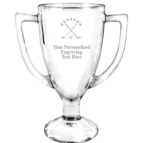Crown Awards Personalized Glass Trophy, 7" Custom Engraved Golf Tournament Glass Cup Award Prime