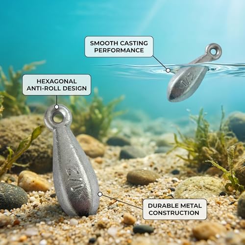 1 Ounce Hexagonal Fishing Sinkers No-Roll Saltwater & Catfish Weights - 10pcs