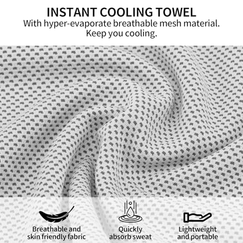 Cooling Towel (40"x 12"),Soft Breathable Chilly Towel Stay Cool for Yoga, Gym,Sport, Workout, Camping,Running, Fitness, Workout & More Activities(Grey)
