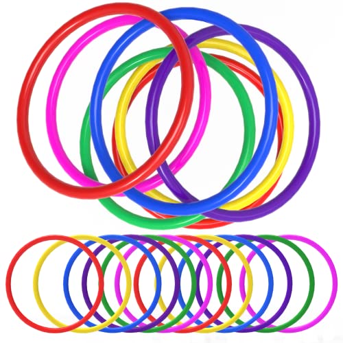 Plastic Toss Rings Set for Ring Toss Games - 7 Inch, Multicolor, 24 Pack