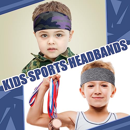 Kids Sports Headbands - 10 Pack Elastic Sweatbands for Soccer, Running & Gym
