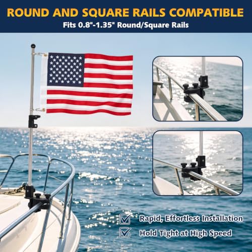 12x18 American Flag for Boat with Holder & Rail Mount - Marine USA Patriotic Flag