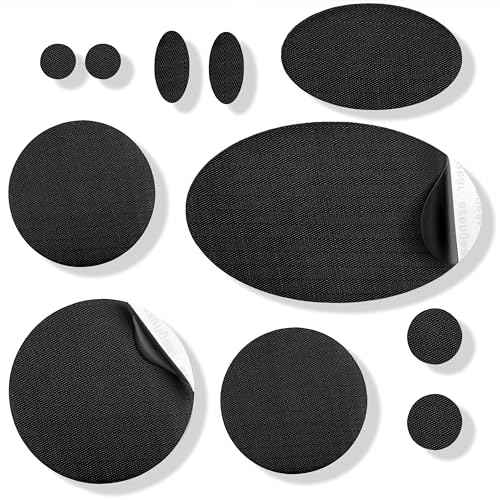 aZengear Repair Patches - Waterproof, Self-Adhesive, Tear-Cold-Heat-Resistant Nylon Polyester Fix Puffer Coats, Gear, Tents (11 Pieces, Solid Black)