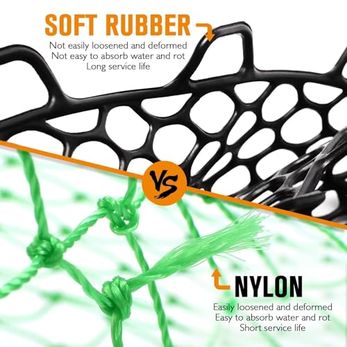 Rubber Fishing Net Replacement Netting for Landing Nets - Black, 12.5 Inch Diameter - No Handle