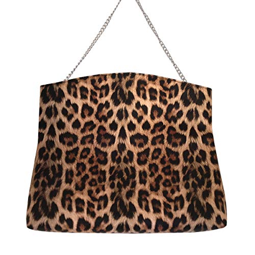 JNB Synthetic Leather Leopard Print Fold Over Clutch - Brown