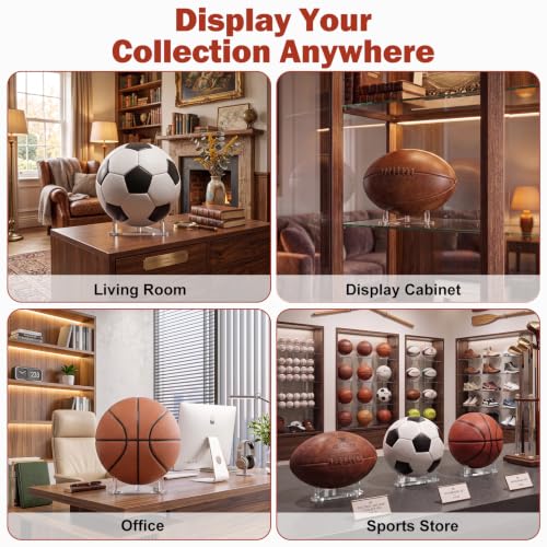 3-Pack Acrylic Sports Ball Display Stand & Holder for Soccer & Basketball