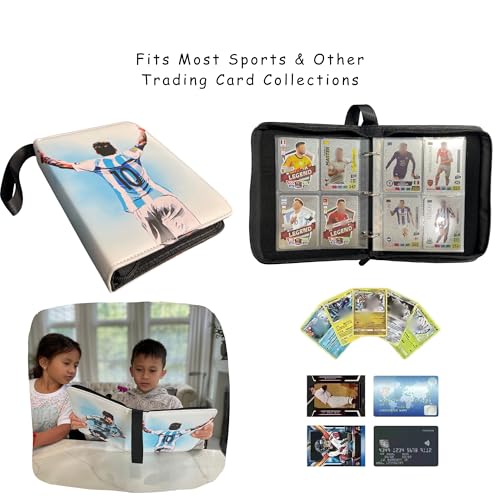 Soccer Card Binder 4-Pocket Version - Waterproof Trading Card Album with 55 Removable Sleeves & Zipper Closure