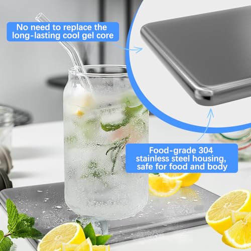 Stainless Steel Ice Packs for Lunch Boxes - Reusable Cooler Gel Packs for Food & Drinks