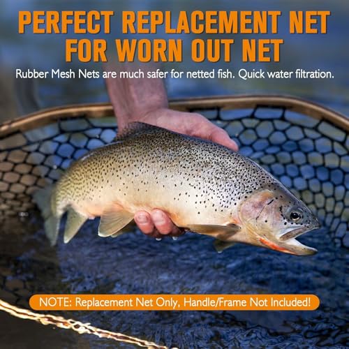Rubber Fishing Net Replacement Netting for Landing Nets - Black, 12.5 Inch Diameter - No Handle