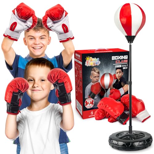 Kids Boxing Set with Adjustable Punching Bag and Gloves - 2 Pack, Ages 5-10