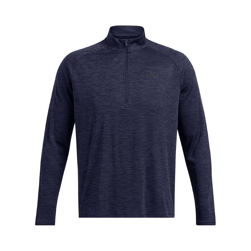 Under Armour Men's Tech Textured Half Zip Long Sleeve - Midnight Navy / Black, Large