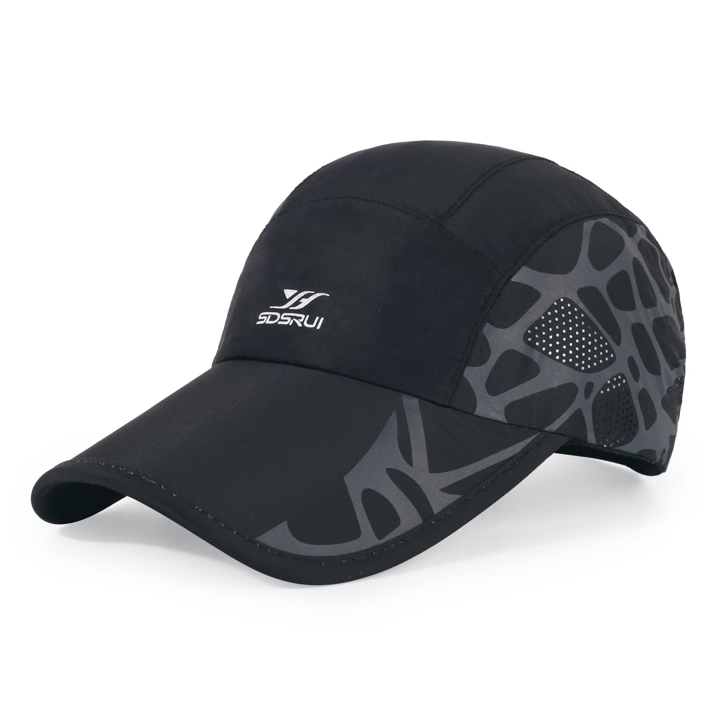 Qlauca Running Hat Mesh Quick Dry Hat Baseball Cap for Women Men Black