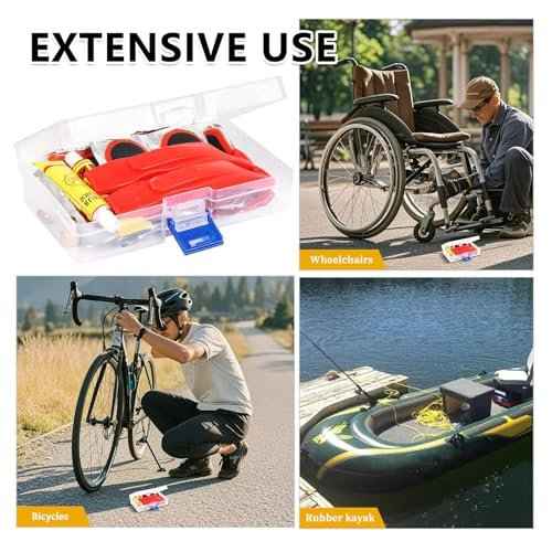 80pcs Bike Tire Repair Kit, Self-Adhesive Bike Tire Patch Kit, Bike Tool Kit with Portable Storage Box and Valve Converter, Bike Repair Kit for Mountain Bikes, Commuter Bikes, Motorcycles