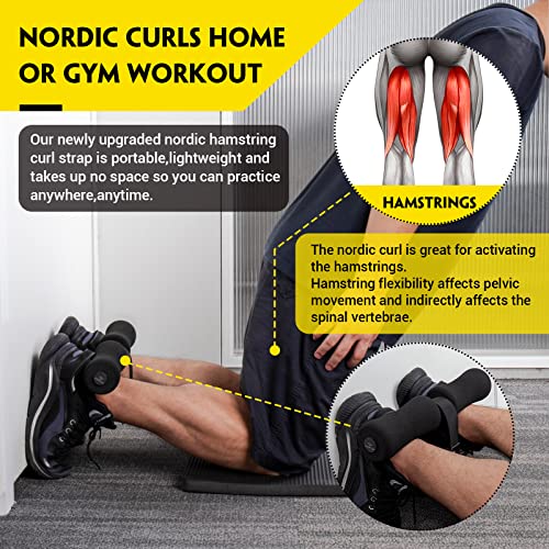 Bright Yellow Nordic Hamstring Curl Strap - Heavy Duty Adjustable Fitness Equipment