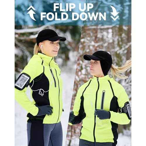 Gisdanchz Women's Winter Reflective Stretchy Ponytail Hat with Drop Down Ear Flap