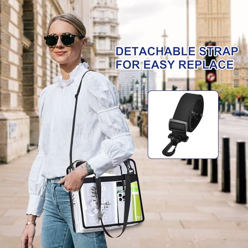 Oraben Clear Tote Bag Stadium Approved 12x6x12 with Black Main Pocket - Perfect for Sports Events and Work